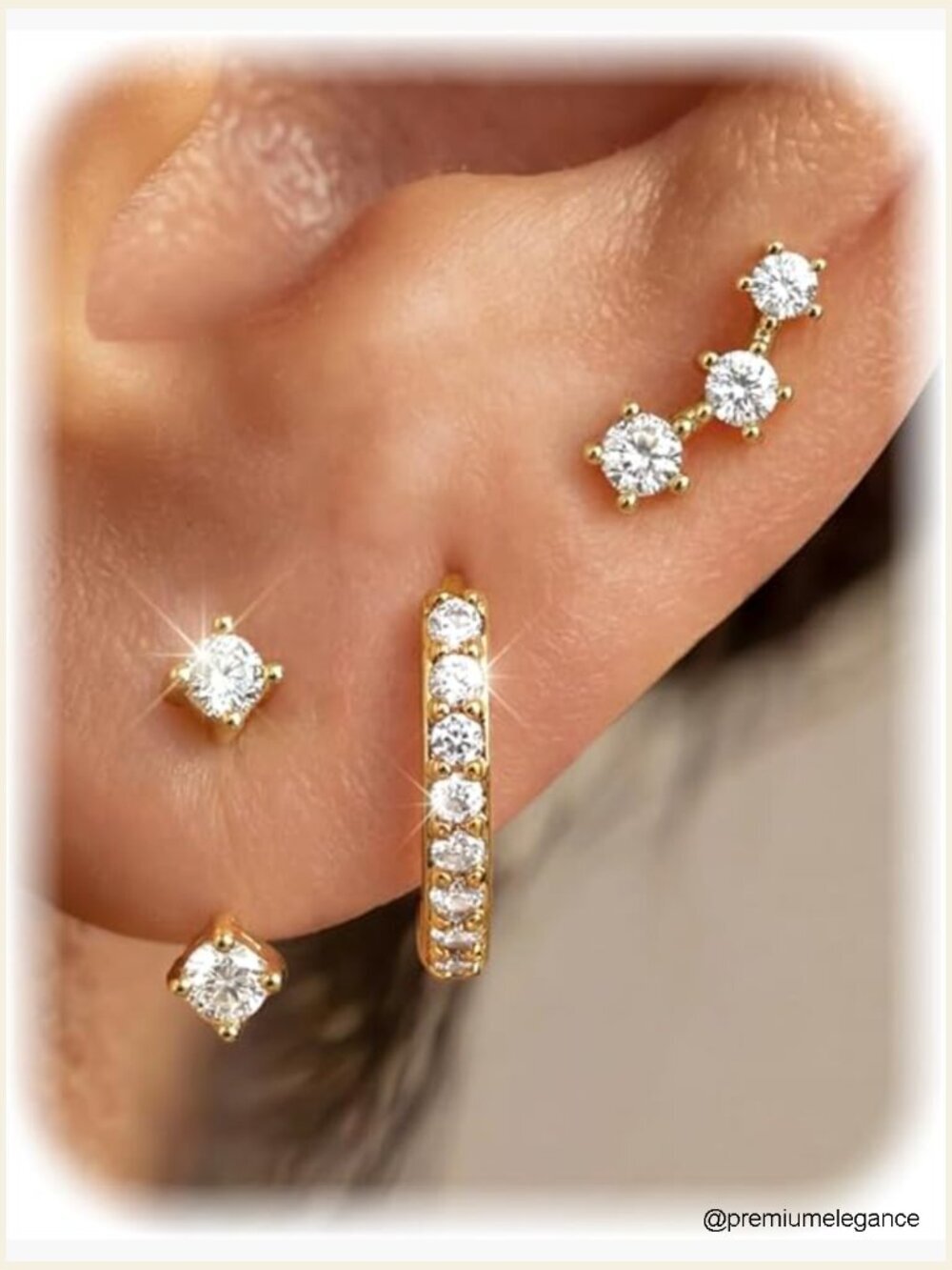 925 Sterling Silver Hoop Stud Earrings Set 3 Pairs Hypoallergenic